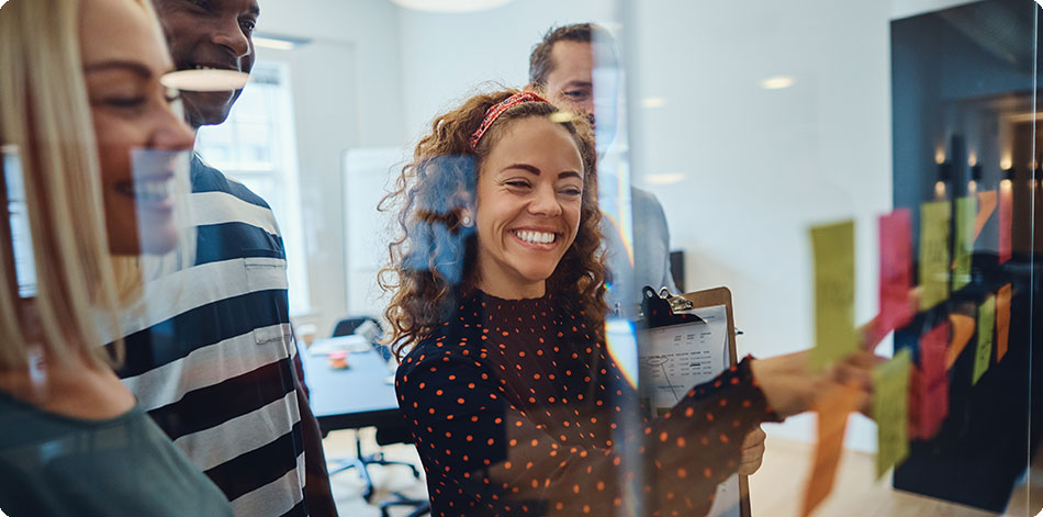 Team working together in an office environment